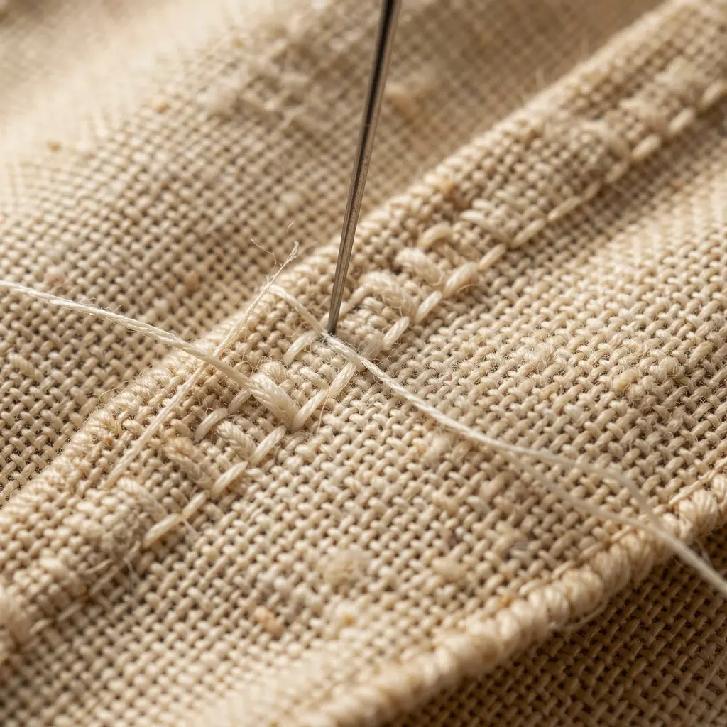 Detailed sewing craftsmanship close-up